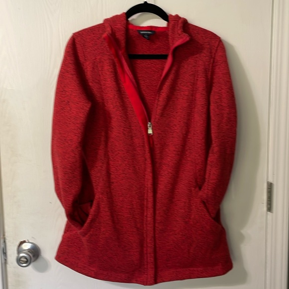Lands' End Jackets & Blazers - Land’s End NWOT red knit jacket with hood size medium